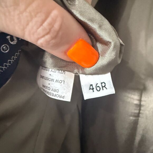 Vintage Burberry's Houndstooth Two Button Blazer - Navy/Brown 46R - Picture 8 of 10